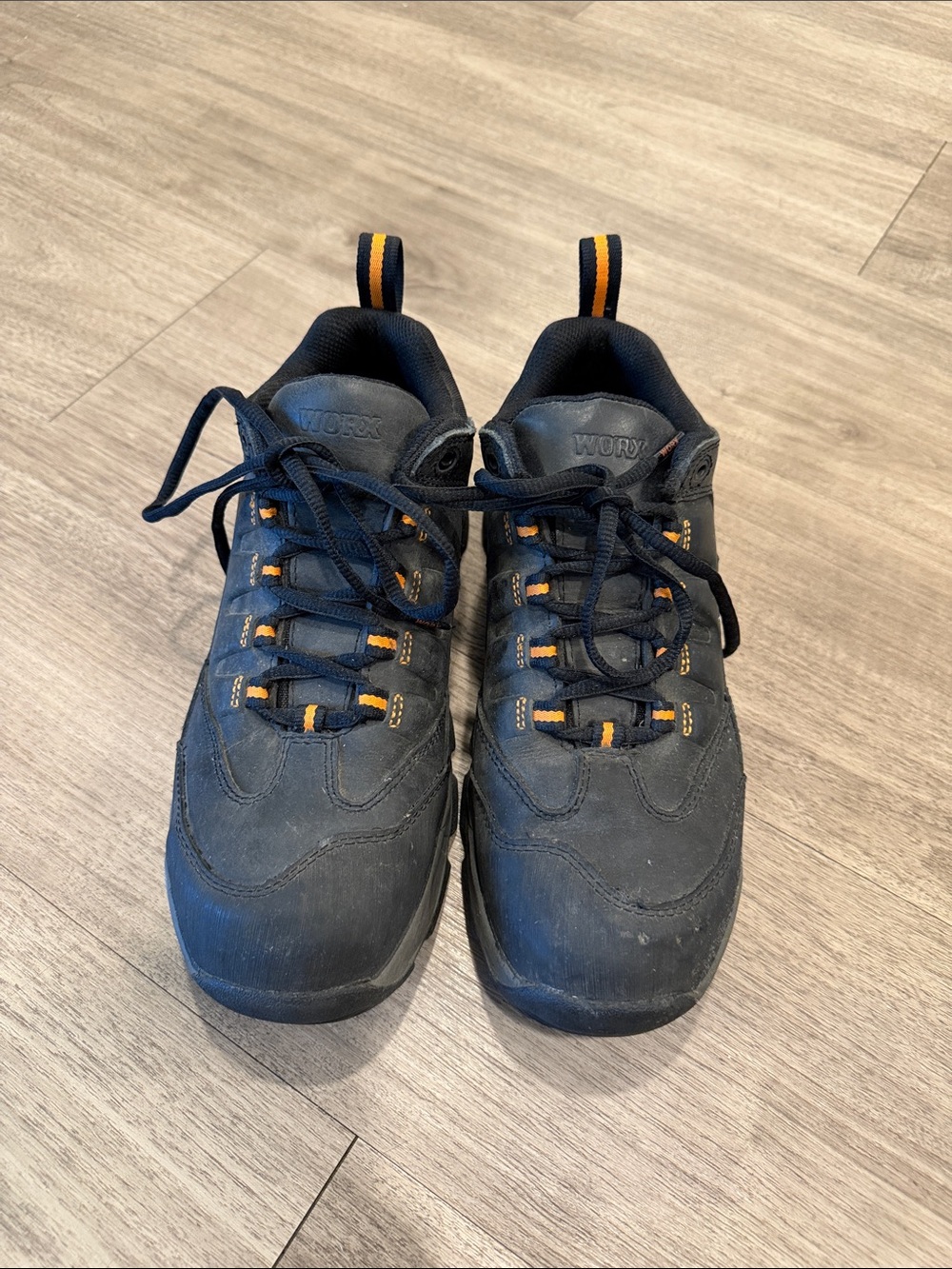 Women's Black Steel Toe Work Shoes with Orange Accents